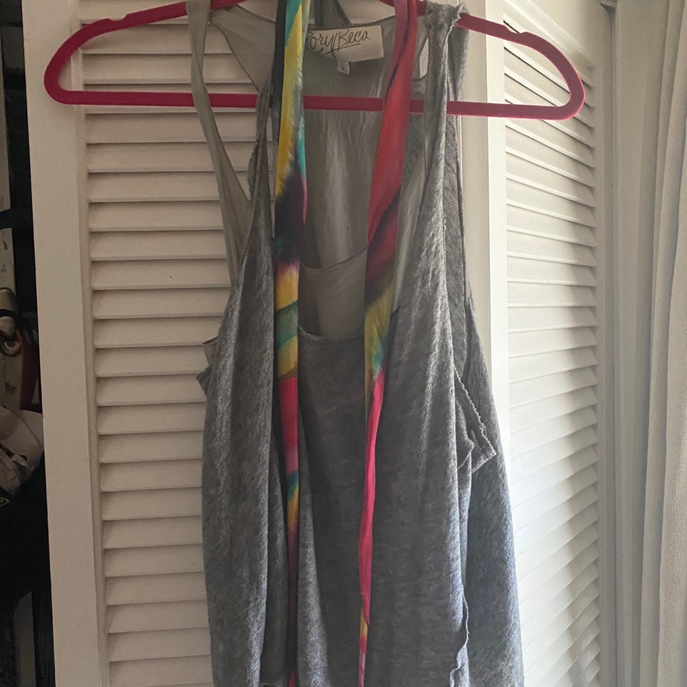 Rory beca grey silk tank with scarf